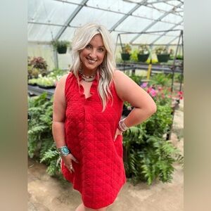 Entro Red Quilted Mini Dress